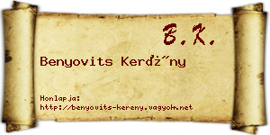 Benyovits Kerény névjegykártya
